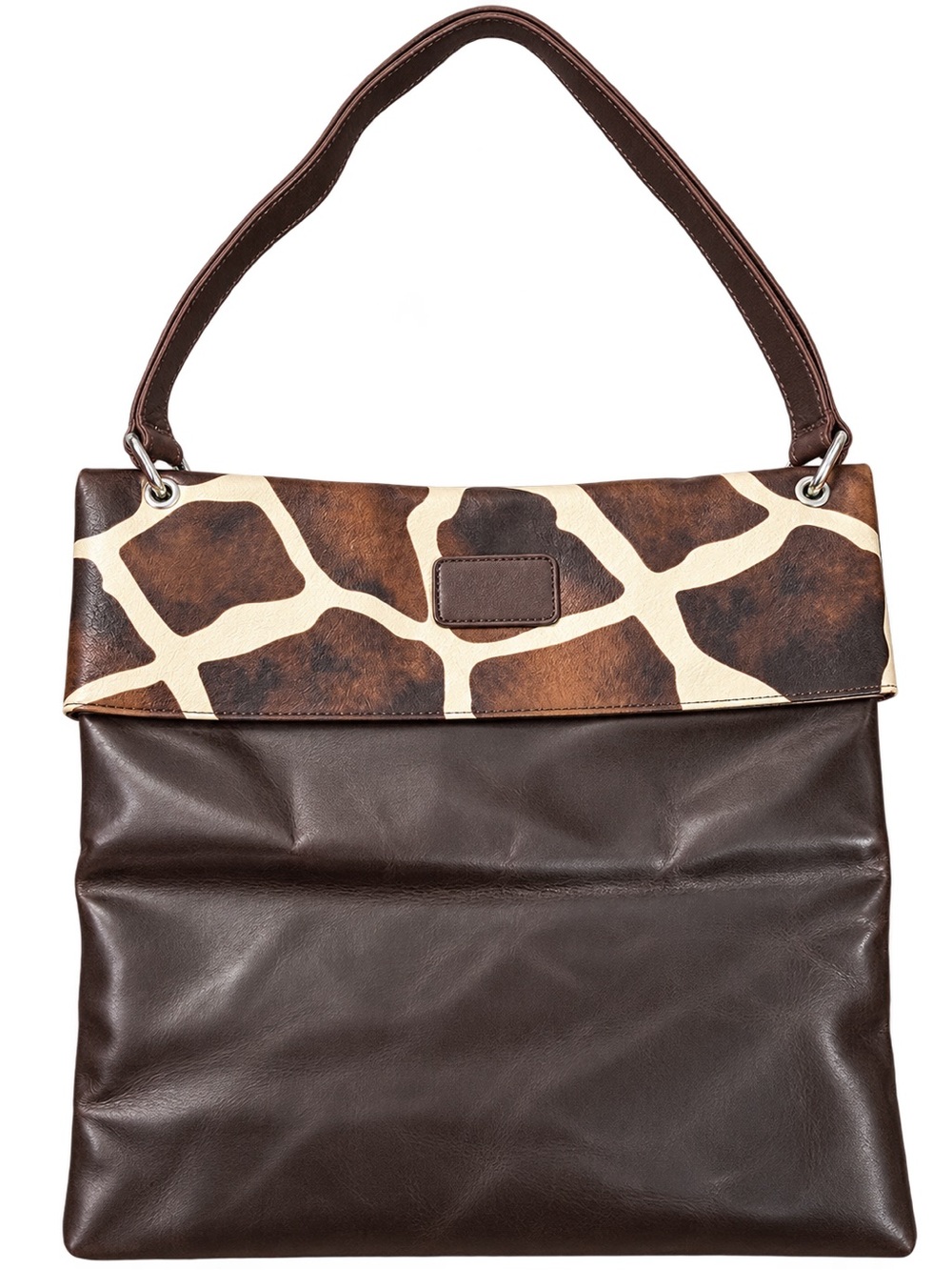 Paige Danielle Brown Giraffe-Print Foldover Shoulder Bag